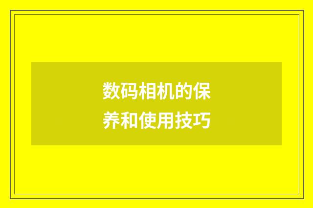 数码相机的保养和使用技巧