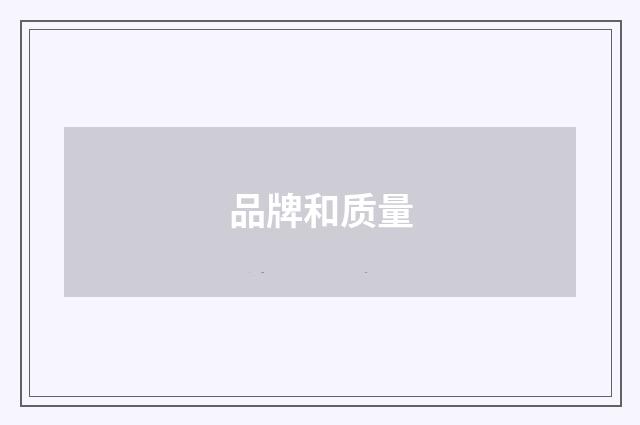 品牌和质量