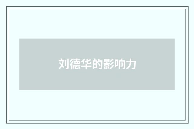 刘德华的影响力