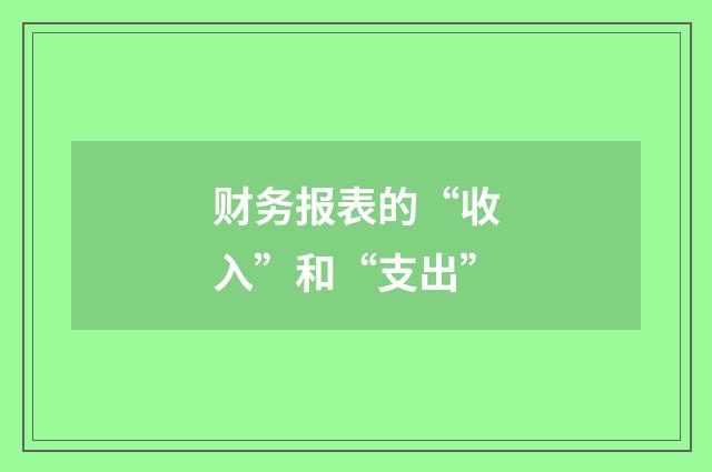 财务报表的“收入”和“支出”