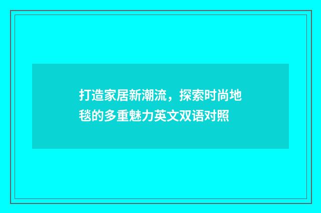 打造家居新潮流,探索时尚地毯的多重魅力英文双语对照