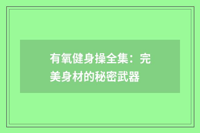 有氧健身操全集:完美身材的秘密武器
