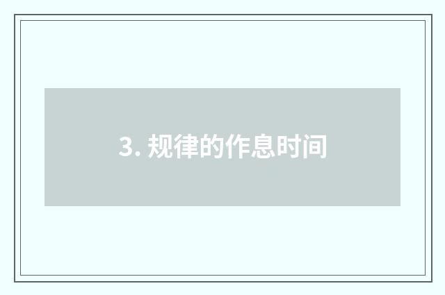3. 规律的作息时间