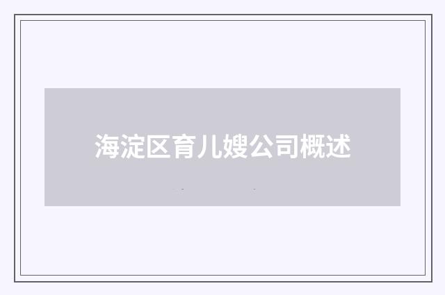 海淀区育儿嫂公司概述