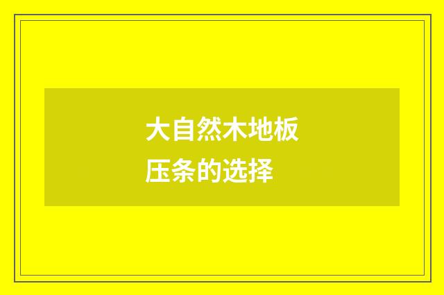 大自然木地板压条的选择