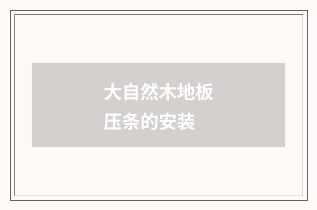 大自然木地板压条的安装