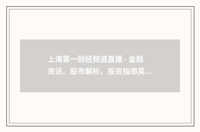 上海第一财经频道直播 - 金融资讯、股市解析、投资指南英文双语对照