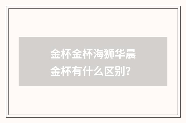 金杯金杯海狮华晨金杯有什么区别？