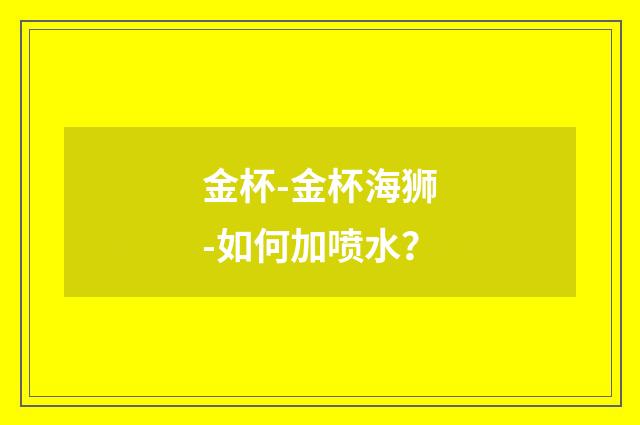 金杯-金杯海狮-如何加喷水?