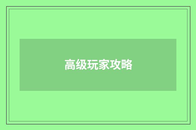 高级玩家攻略