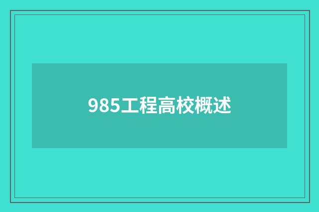 985工程高校概述
