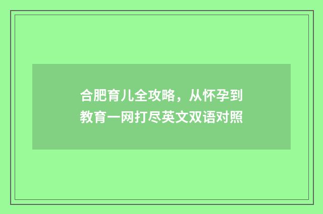 合肥育儿全攻略,从怀孕到教育一网打尽英文双语对照