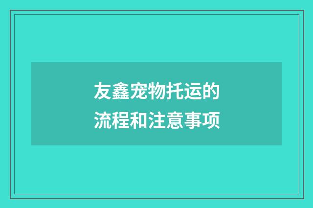 友鑫宠物托运的流程和注意事项