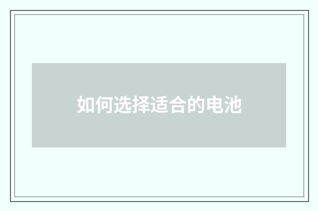 如何选择适合的电池