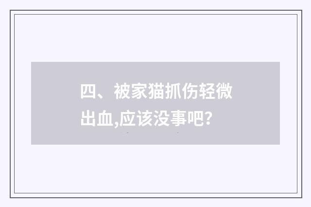 四、被家猫抓伤轻微出血,应该没事吧？