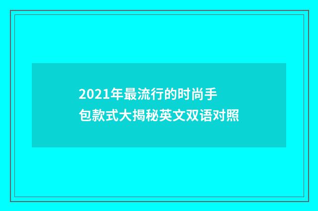 2021年最流行的时尚手包款式大揭秘英文双语对照