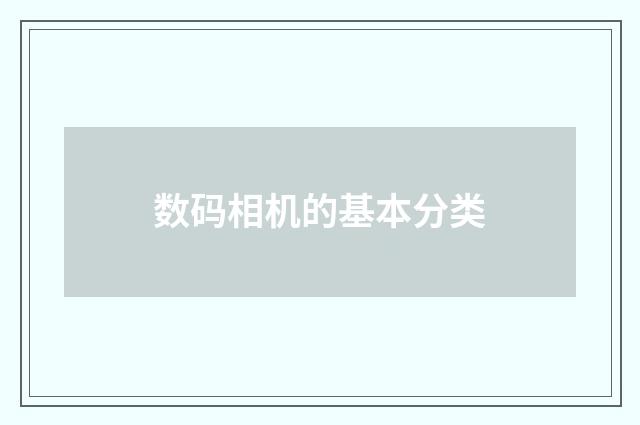 数码相机的基本分类