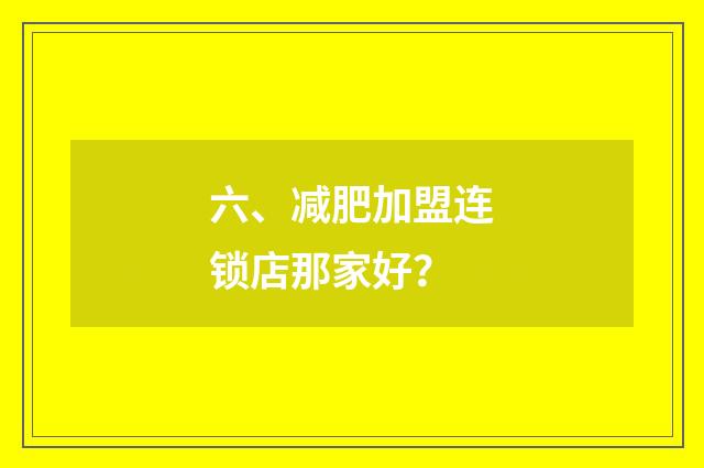 六、减肥加盟连锁店那家好？