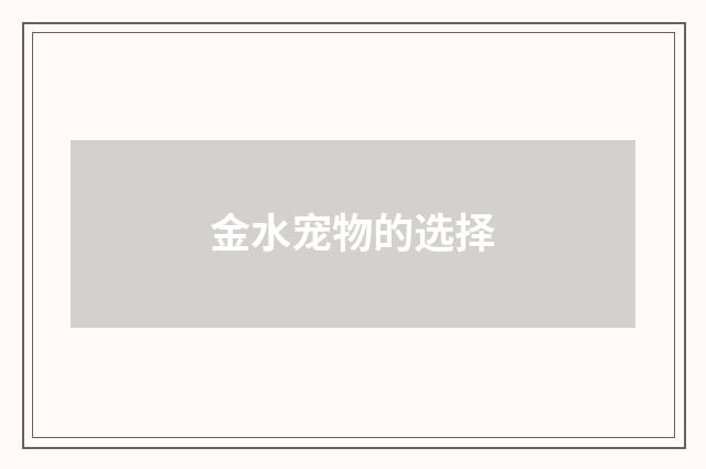 金水宠物的选择