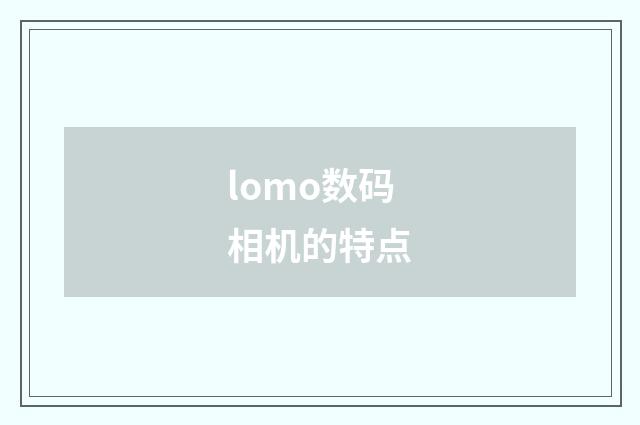 lomo数码相机的特点