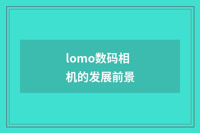 lomo数码相机的发展前景