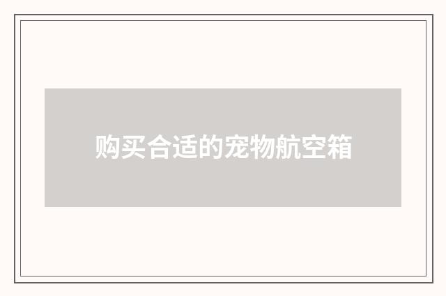 购买合适的宠物航空箱