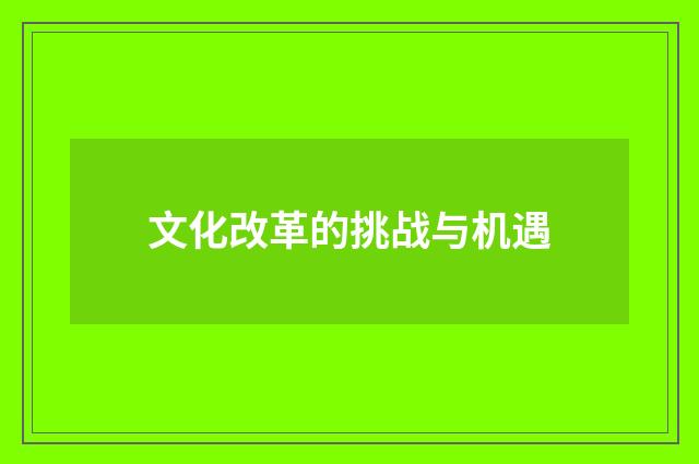 文化改革的挑战与机遇