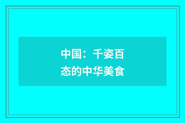 中国：千姿百态的中华美食