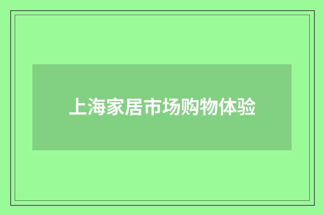 上海家居市场购物体验
