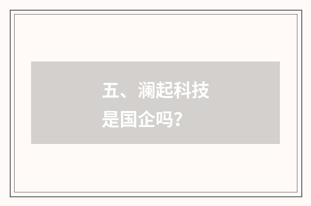 五、澜起科技是国企吗?