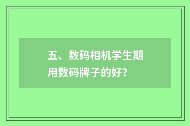 五、数码相机学生期用数码牌子的好?
