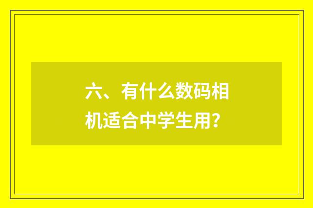 六、有什么数码相机适合中学生用?