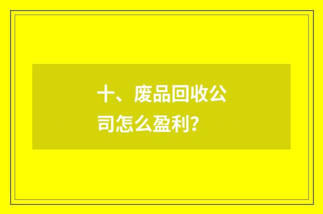 十、废品回收公司怎么盈利?