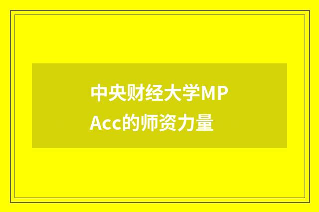中央财经大学MPAcc的师资力量
