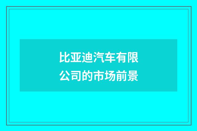 比亚迪汽车有限公司的市场前景