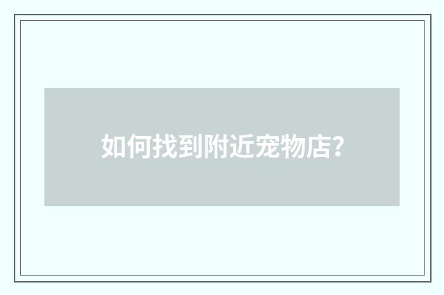如何找到附近宠物店?