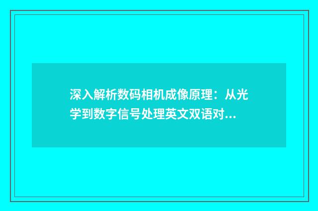 深入解析数码相机成像原理:从光学到数字信号处理英文双语对照