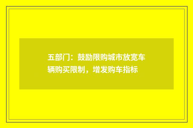五部门：鼓励限购城市放宽车辆购买限制，增发购车指标