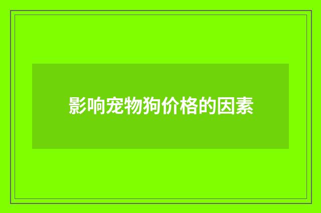 影响宠物狗价格的因素