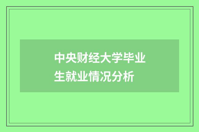 中央财经大学毕业生就业情况分析