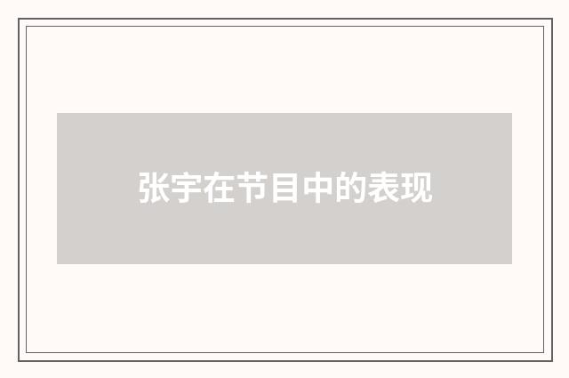 张宇在节目中的表现