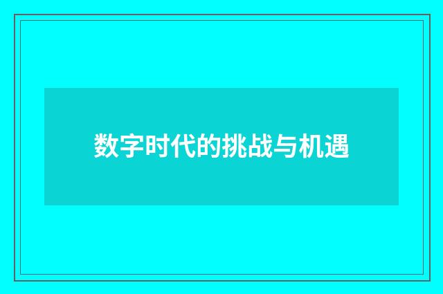 数字时代的挑战与机遇