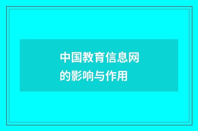 中国教育信息网的影响与作用