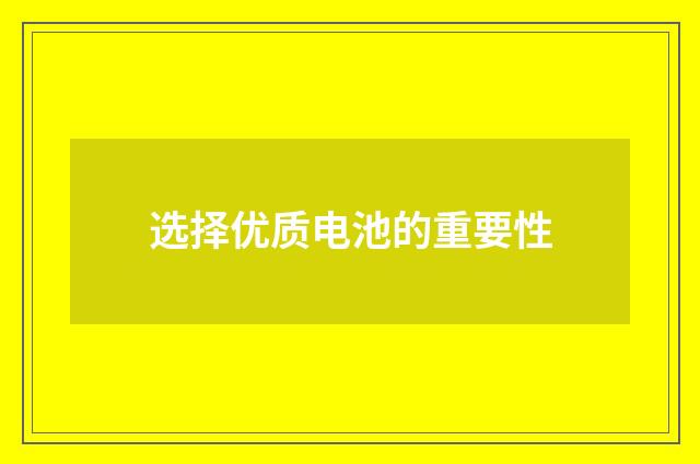 选择优质电池的重要性