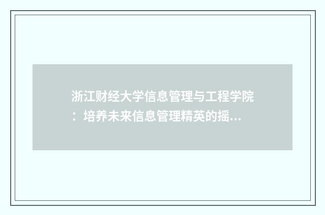 浙江财经大学信息管理与工程学院:培养未来信息管理精英的摇篮英文双语对照