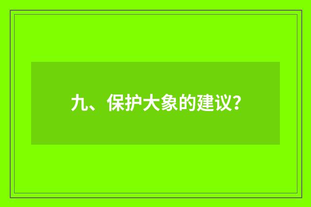 九、保护大象的建议？
