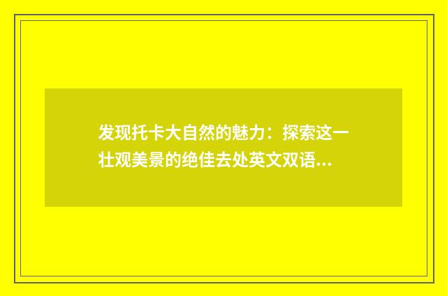 发现托卡大自然的魅力：探索这一壮观美景的绝佳去处英文双语对照