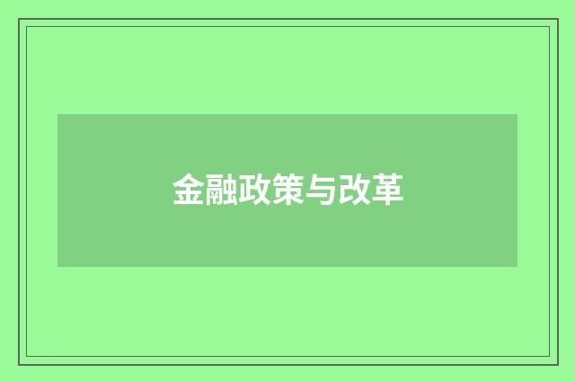 金融政策与改革