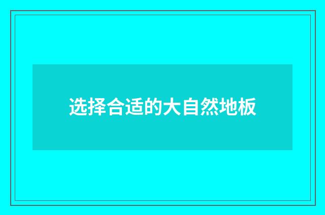 选择合适的大自然地板