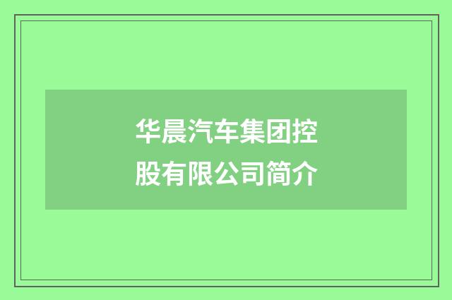 华晨汽车集团控股有限公司简介